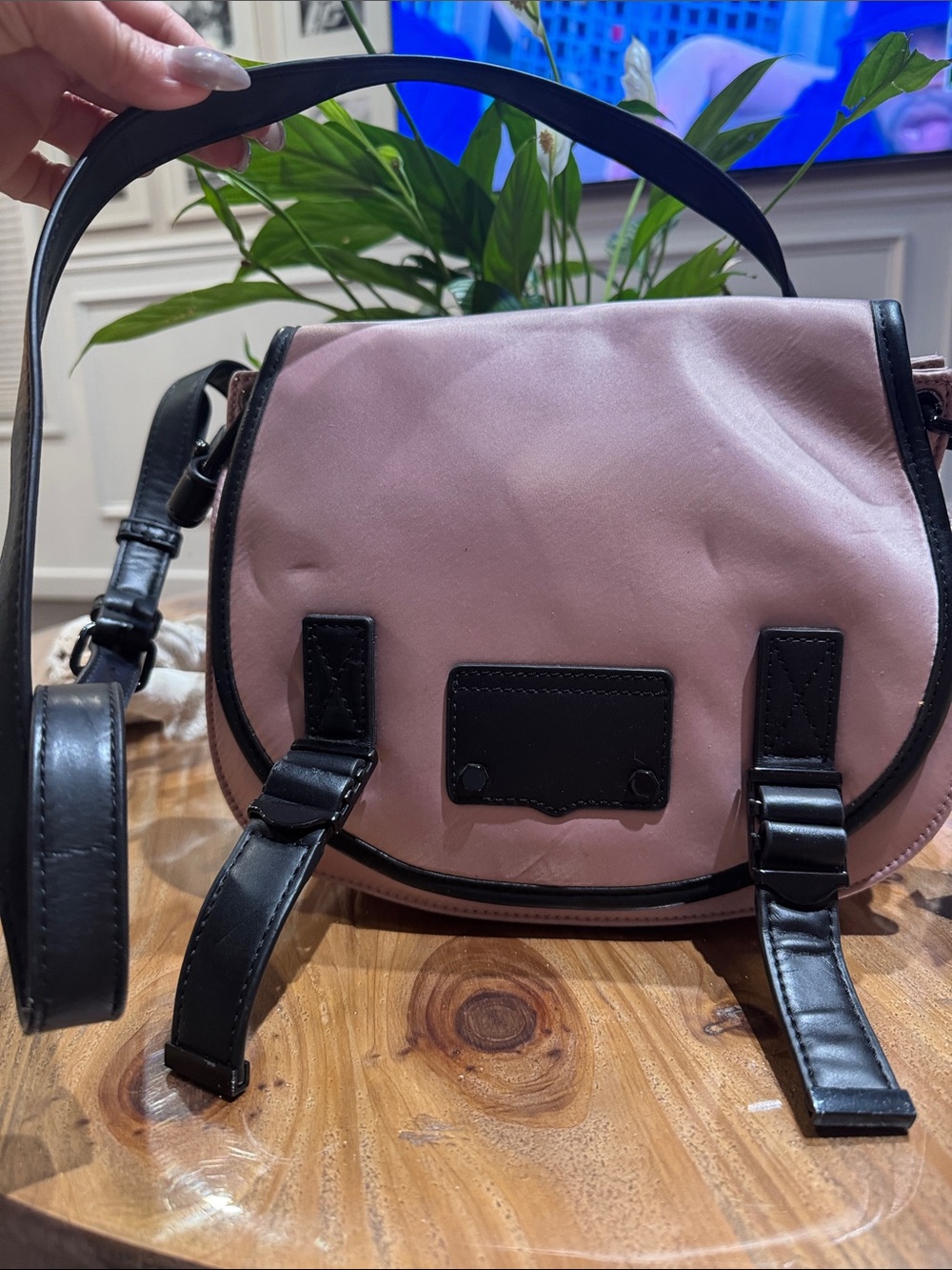 Rebecca Minkoff Pink and Black Saddle Crossbody Bag
